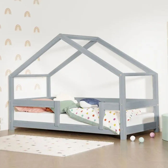 Lit cabane enfant LUCKY 80 x 180 gris-1