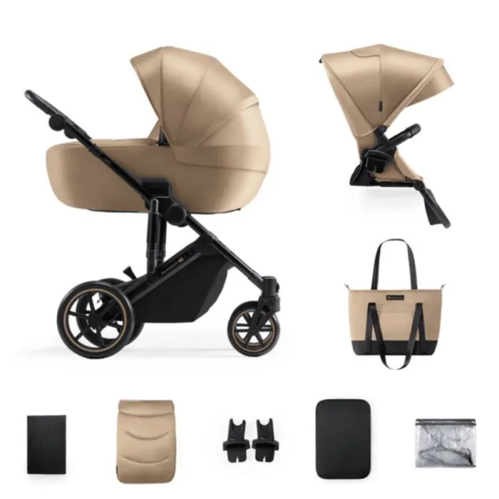 Poussette 2 en 1 Combinée - KINDERKRAFT PRIME2 - jusqu'à 22 kg - avec Nacelle spacieuse - Large plage de réglage - Beige-1
