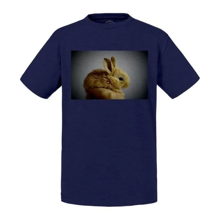 T-shirt Enfant Noir Lapin Nain Trop Mignon Poilu Beige Animal De Compagnie-0