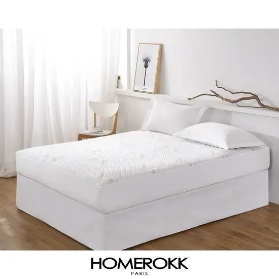 Protège matelas - HOMEROKK - 180 x 200 cm - Imperméable - Respirant - 40% Bambou-1