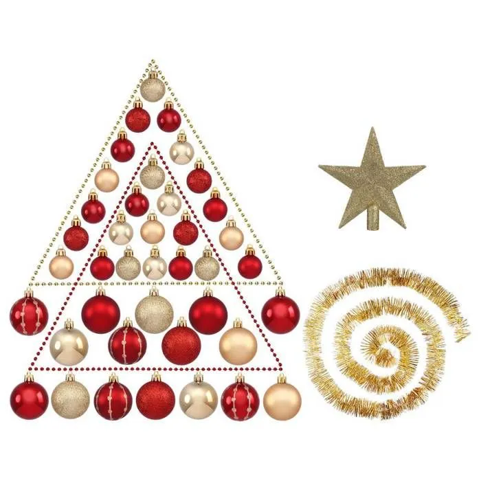 Kit de sapin "Soir de Noël" 44 pièces rouge/or Feeric lights & christmas-1