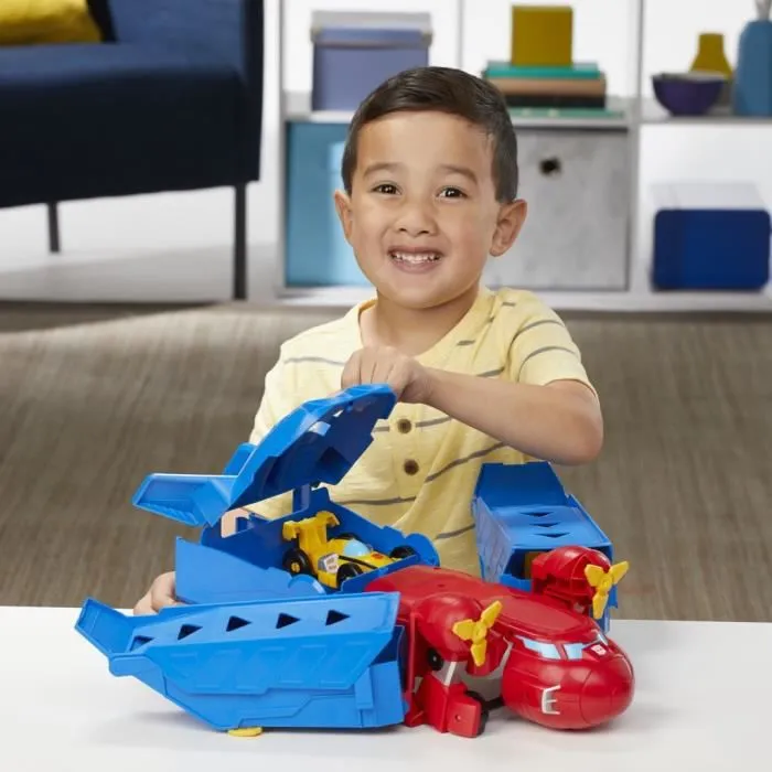 TRANSFORMERS - Optimus Prime Jumbo Jet avec Figurine Bumblebee voiture de course de 11 cm - dès 3 ans - 38 cm-3