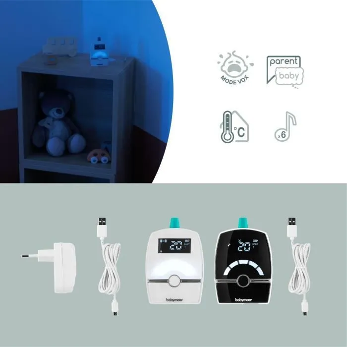 Babymoov Babyphone Audio pour bébé Premium Care , Basse puissance d'émission d'ondes, Veilleuse, Berceuses, Talkie-Walkie-3