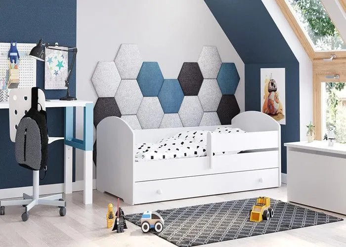 Lit enfant LOU avec tiroir balustrade et matelas inclus - Sans graphique - 140 cm x 70 cm-1