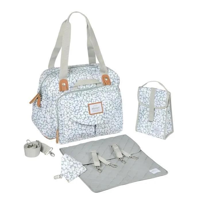 BEABA, Sac à langer Genève II, Modulable, Grande contenance, Rangements multiples, Pochette avant amovible, Cherry Blossom-1