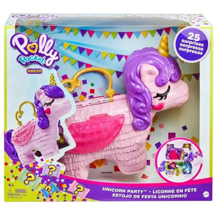 Polly Pocket - Sac Licorne Surprises - Piñata Licorne Féérique + de 25 accessoires-4