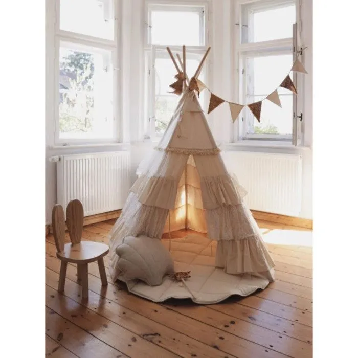 Ensemble tipi avec volants et tapis de feuilles enfant Moi Mili "Shabby Chic" - shabby chic/blanc - TU-3