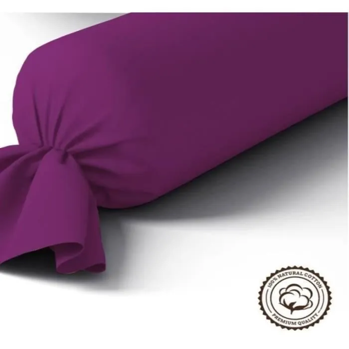 Taie de traversin - PRUNE - 45x185 cm - 100% coton - Tissu résistant - Lavable à 40°-0