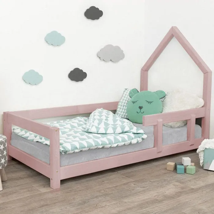 Lit cabane enfant POPPI 90 x 190 rose pastel 1-1