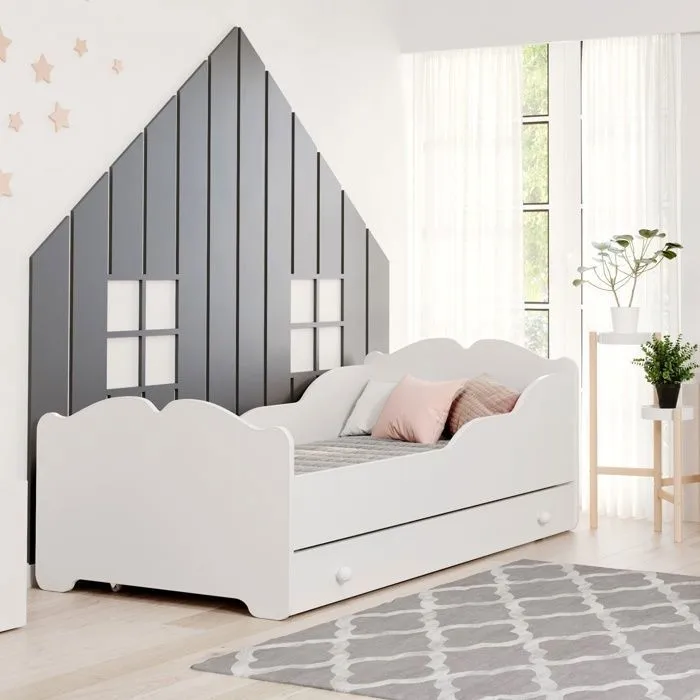Lit enfant complet ANNA 70 x 140 cm + sommier + matelas + tiroir-0