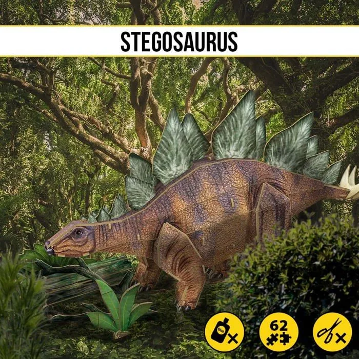 Puzzle Party town - National Geographic Stegosaurus, 3D Enfants 8 Ans, Puzzle, Jouets, Jeux de Dinosaures,-3