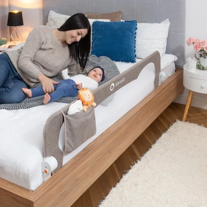 Barrière de lit bébé LIONELO Eva - Protection anti-chute 150cm - Filet aéré pliable-0