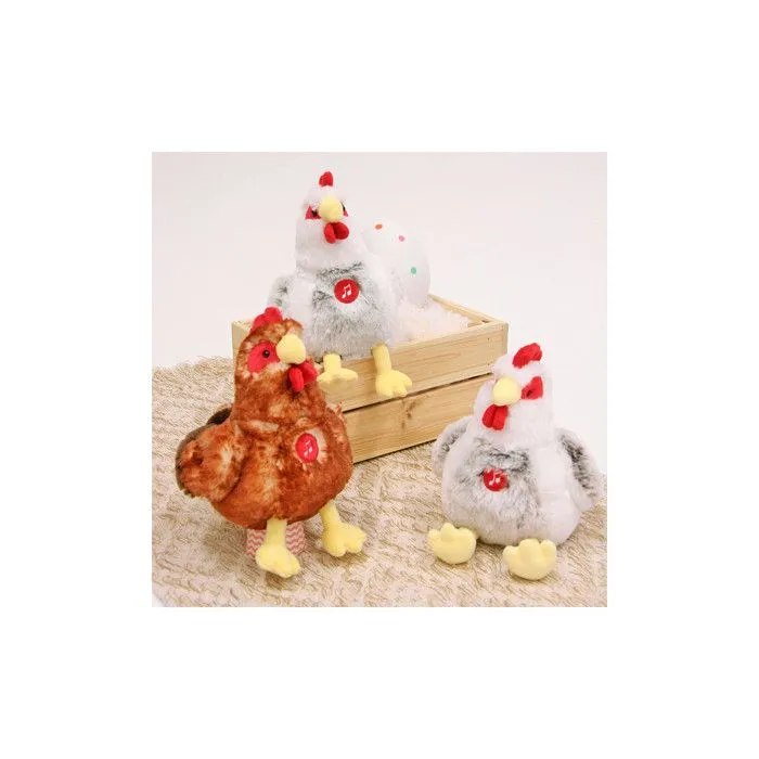 Gipsy Toys - Poule Sonore Grise & Blanche - 22 cm-4