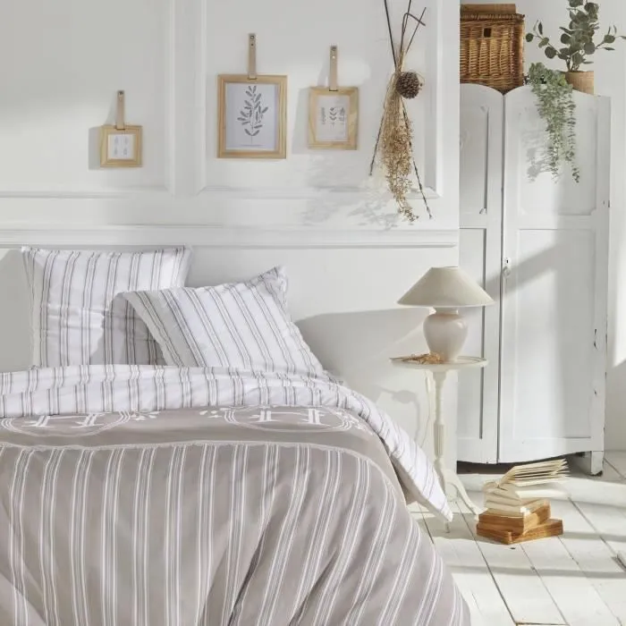 PARURE DE LIT TODAY - HOUSSE DE COUETTE 220X240 + 2 TAIES D OREILLER 63X63 - 100% COTON 57 fils - Berenice-0