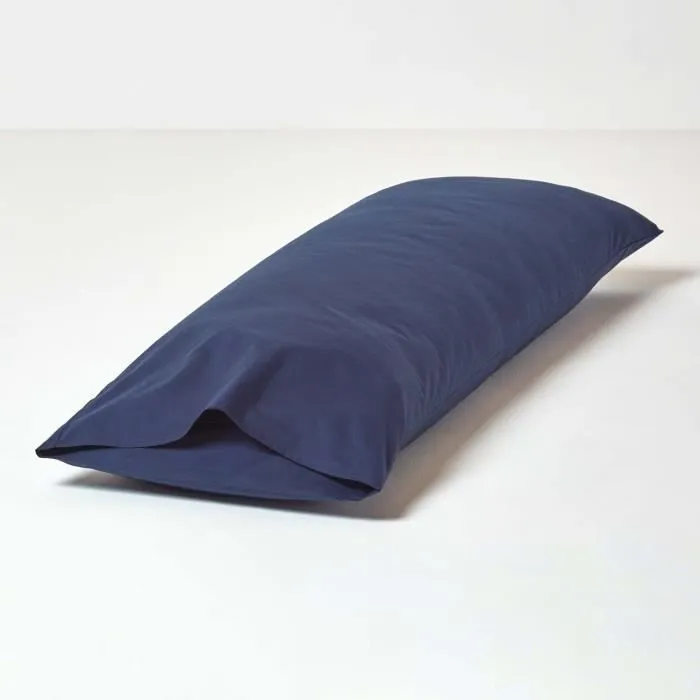 Taie de Traversin - HOMESCAPES - 50 x 140 cm - Coton 200 fils - Bleu Marine - Hypoallergénique-2