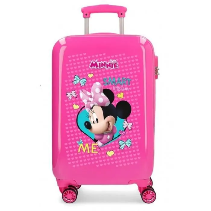 Valise cabine rigide DISNEY MINNIE "Happy Helpers" - 37x55x20 cm - 35L - 4 roulettes - Rose-0