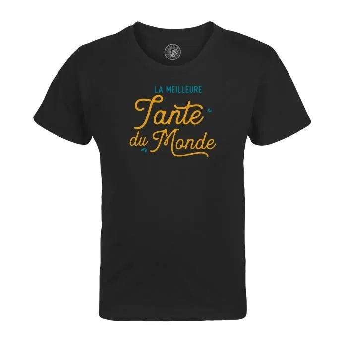T-shirt Enfant Noir La Meilleure Tante du Monde Famille Tata Tatie-0