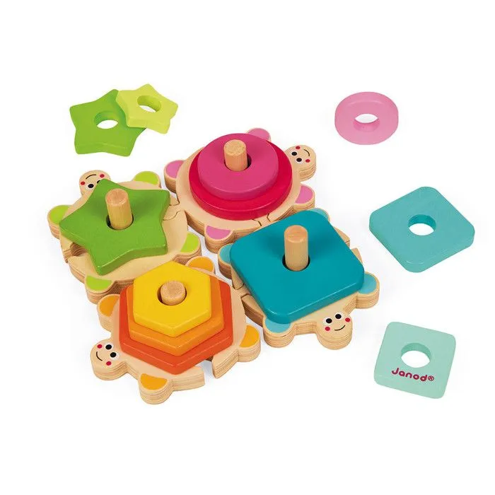 JANOD - Tortues des Formes I wood (bois) - Jouet d'éveil en bois pour bébé de 18 mois à 4 ans-2
