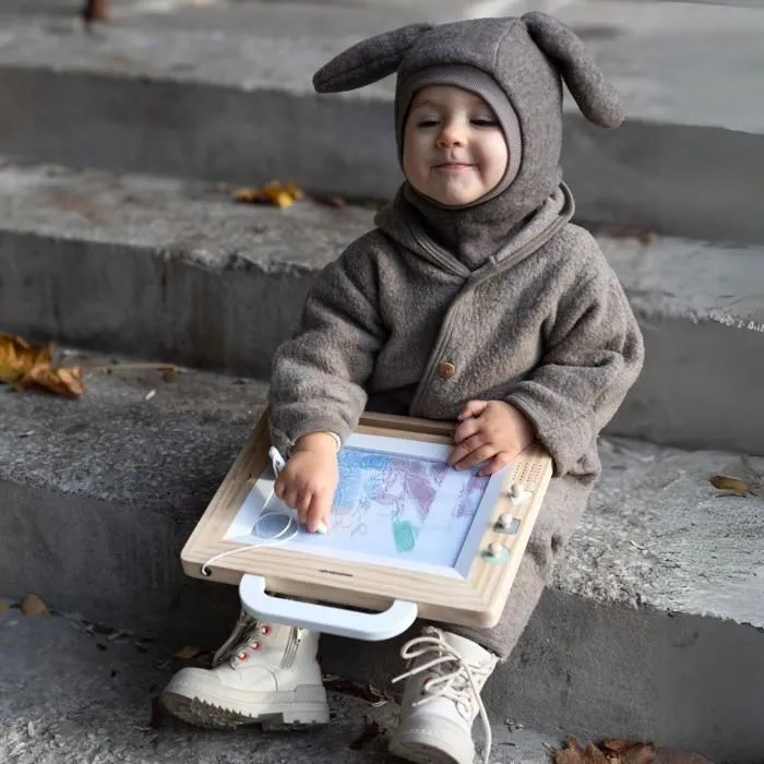 Ardoise Magique Bois Enfant +3 Mamabrum, Poignée, Effaçable, 3 Tampons et Crayon d'écriture adapté, Stimule Créativité & Dextérité-1