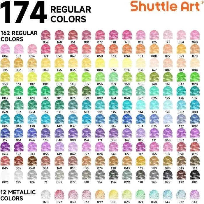 Crayon de Couleur - Shuttle Art - 174 Couleurs - Étui Métallique - Non Toxique - Professionnel-1