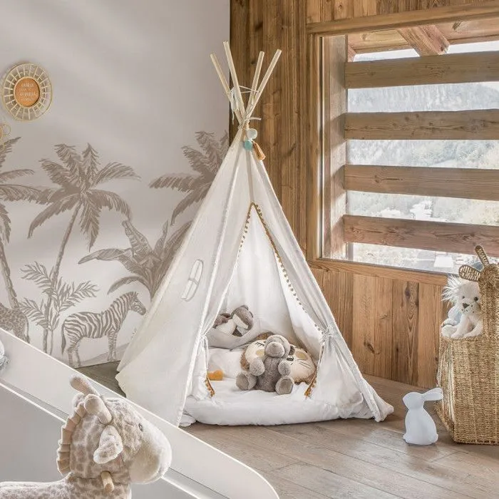 Tipi enfant écru 160 cm avec pompons Atmosphera-1