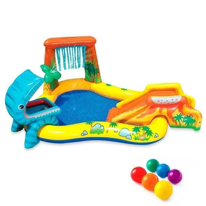 INTEX Piscine gonflable Enfant - Aire De Jeux aquatique Dinosaure 249 x 191 x 109 cm-2