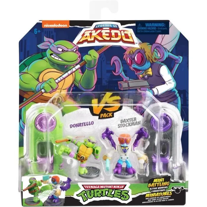 Coffret de figurines Donatello vs Baxter Stockman - Akedo - Moose Toys - Tortues Ninja - Multicolore - Mixte-0