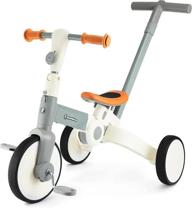 HyperMotion Draisienne Tricycle enfant Evolutif Pliable- Vélo Multifonction 3 ou 2 Roues- Pédales Amovibles- Poussoir Réglable- Gris-0