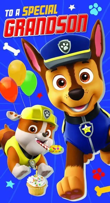 Carte de voeux - carte anniversaire - carte de correspondance Paw patrol - PA004 - Grandson Carte d'anniversaire-1