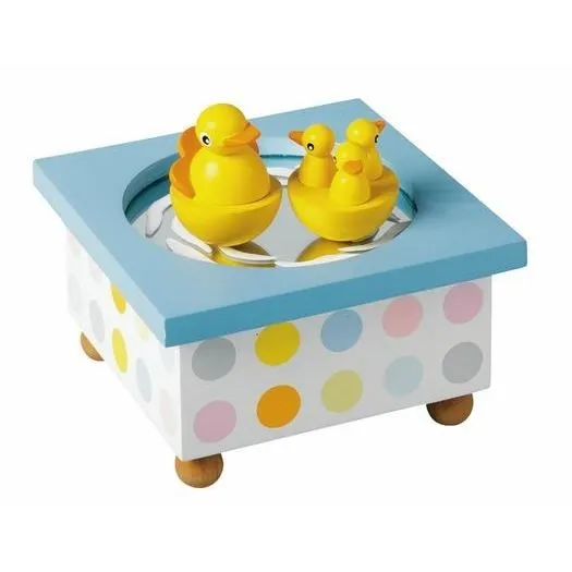 Boîte à musique canard en bois TROUSSELIER - mécanique avec aimants - 11,5x11,5cm-0