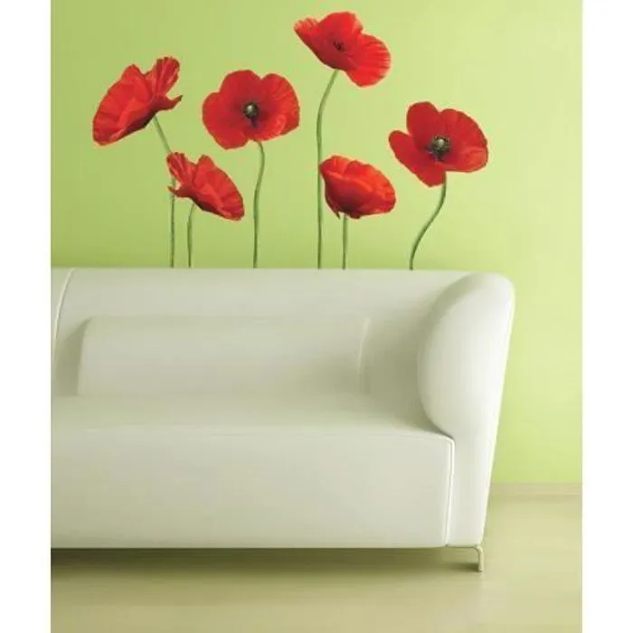 Sticker - MON BEAU TAPIS - Coquelicot XXL - Rouge - Décoration intérieure - Repositionnable-0