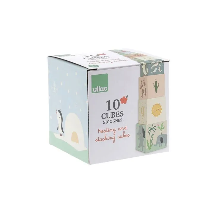 Cubes gigognes - Vilac - 7104 - Animaux du monde - 10 cubes - 87 cm de hauteur-5