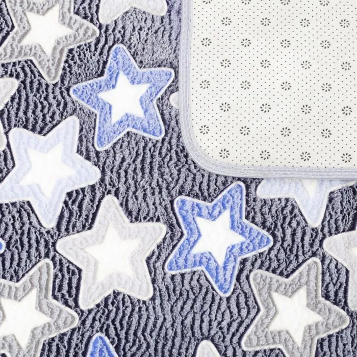 Tapis chambre d'enfant lumineux 120x160 cm - tapis enfant tapis de jeu fluo lavable Mélange d'étoiles grises-1