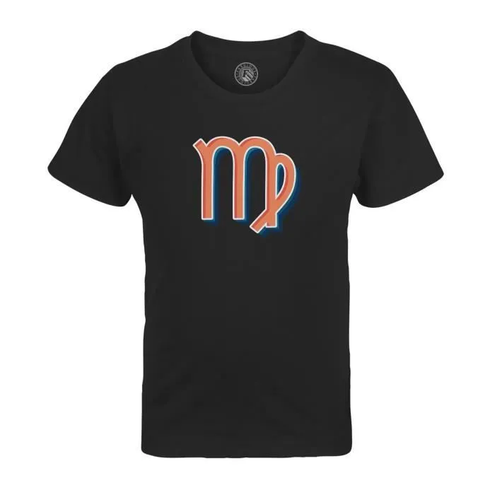 T-shirt Enfant Noir Vièrge Signe astrologie Zodiaque Astres Métaphore Symbole Figure Allegorie-0
