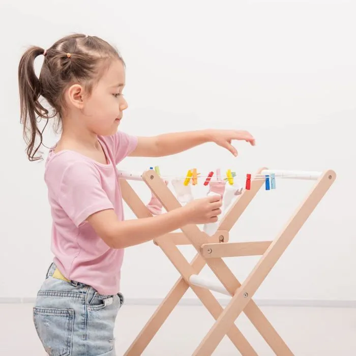 New Classic Toys - Étendoir à linge en bois-5