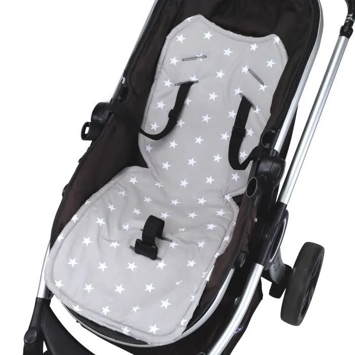 Coussin de siège coussin de poussette 75 x 35 cm - enfant universel respirant avec protection de ceinture Minky Gris-0