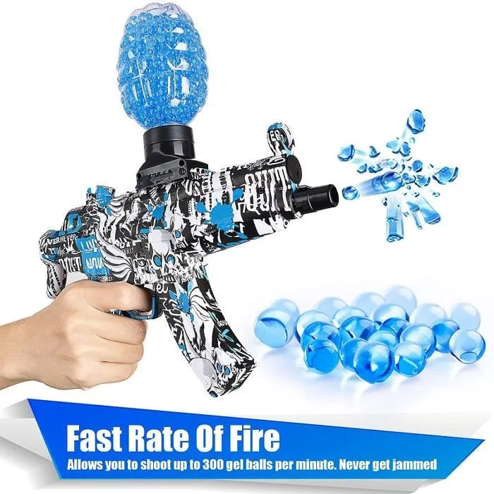 PIMPIMSKY Bombe à eau Pistolet à bille de gel électrique haute vitesse, Bleu graffiti-1