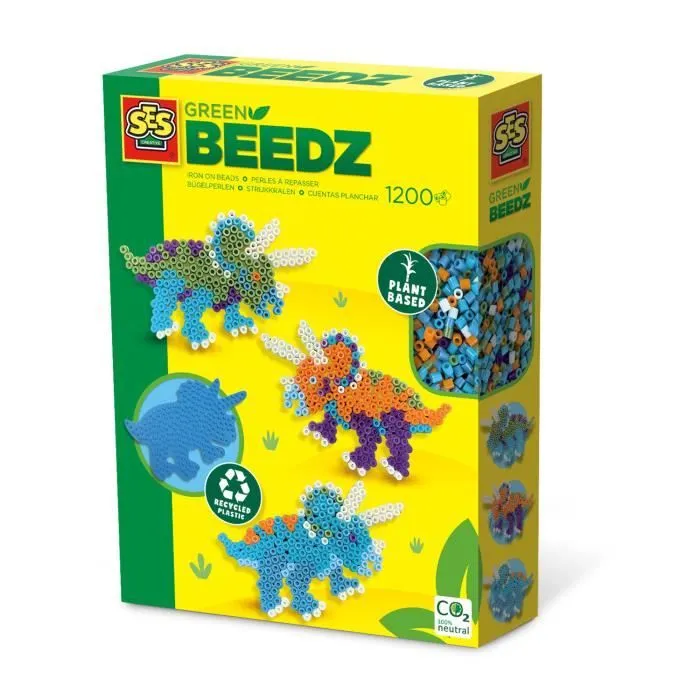 Green Beedz - Kit de perles à repasser tricératops-0