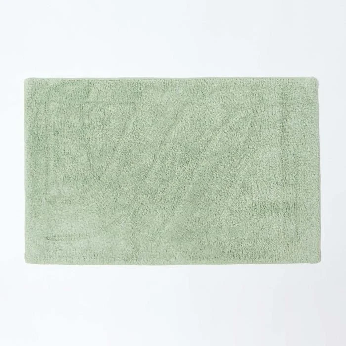 Tapis de bain pur Coton haut de gamme 2 pièces Vert Sauge-1
