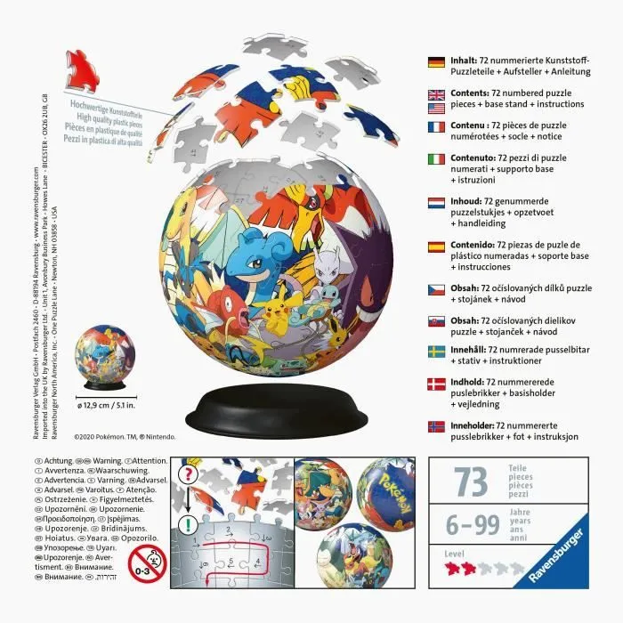 Puzzle 3D Ball Pokémon 72 pièces - Ravensburger - Puzzle enfant 3D sans colle - Dès 6 ans-3