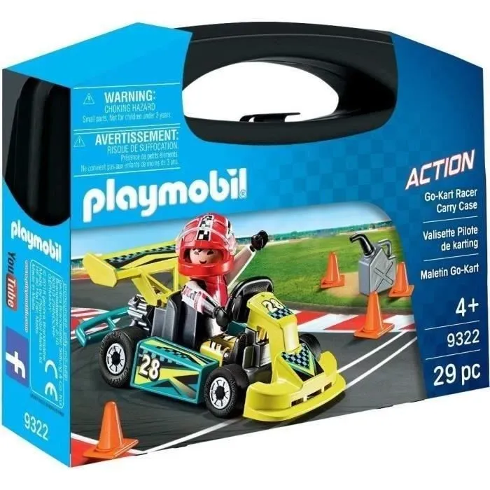 Playmobil 9322 Valisette Pilote de Karting, City Life, Stuntshow, 29 pièces, Dès 4 ans-4