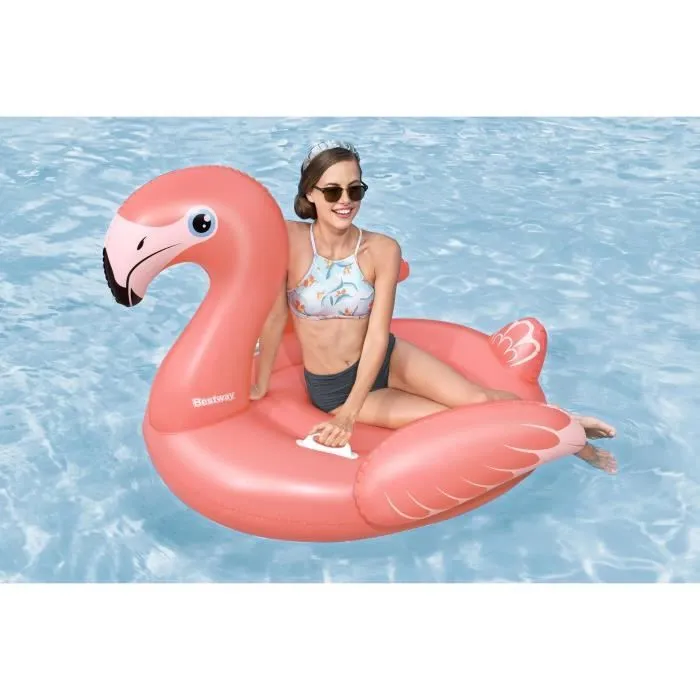 Bouée à chevaucher - Bestway - Flamant rose - 168 x 120 cm-1