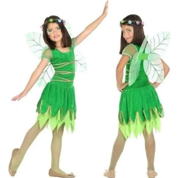 Déguisement Fille Fée Clochette - ATOSA - Modèle Fée Clochette - Vert - Costume de Dessin Animé-0