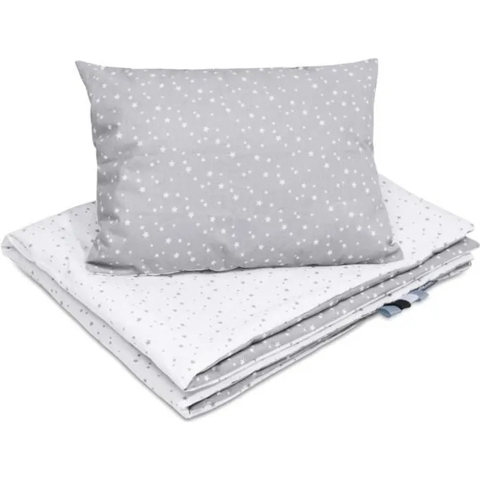 Bellochi Set de Couette Bebe 75x100 cm et Coussin Enfant 30x40 cm - Réversible et Lavable - Coton - Polaris-0