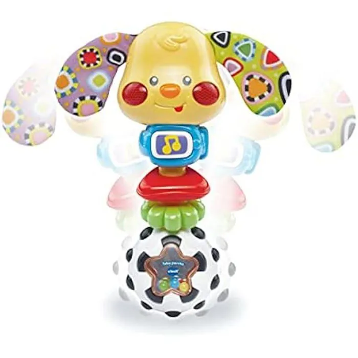 Hochet pour bébé - VTECH - Chien Toby - Lumières et sons - Texture spéciale-0