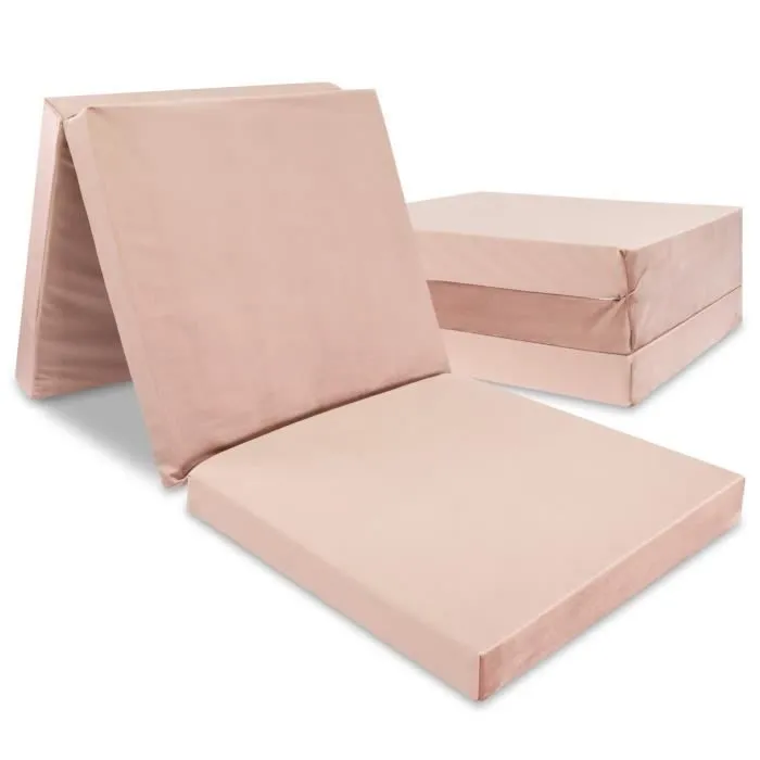 Matelas pliant pour lit d'appoint - AMAZINGGIRL - 195x65x8 cm - Rose - Mousse polyuréthane - Hypoallergénique-0