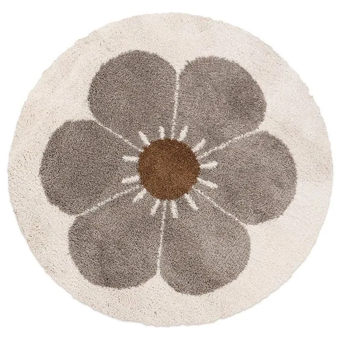 Tapis chambre enfant rond BOHEMIAN DAISY TAUPE-0