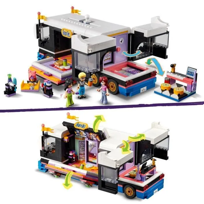 LEGO® 42619 Friends Le Tourbus de la Star de la Pop, Jouet Musical avec 4 Mini-Poupées, Cadeau pour Enfants Dès 8 Ans-2