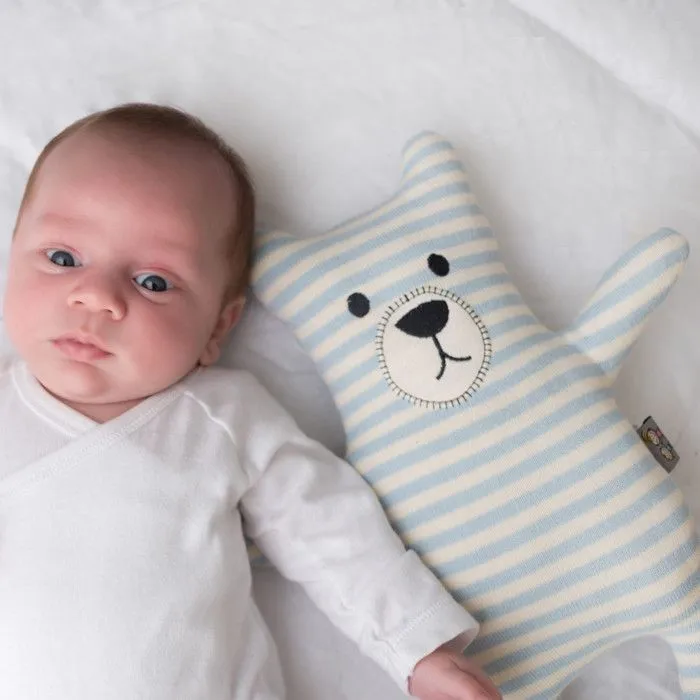 Grande peluche en coton bio tricoté Ourson Bleu Taille Unique-2