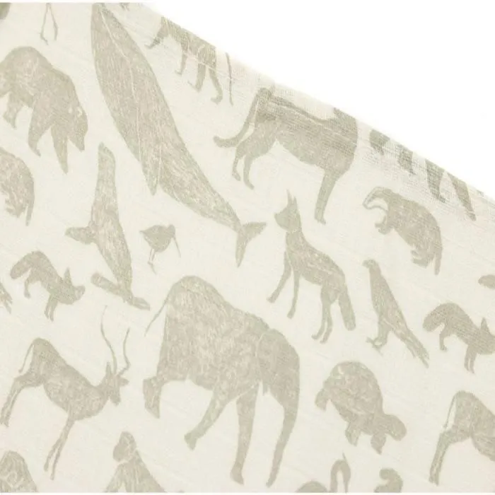 Lange gaze de Coton Small Animaux Vert Olive (3 pcs)-1
